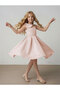 Girls' Evening Gown – Satin Dress with Bow, Stylish Dress for Special Occasions and Events with Pearl Belt - 5