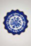 Blue and White Tile Patterned Bird Embroidered Cocktail Napkin 1 Piece