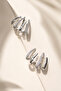 Women's Silver Stone Hoop Earrings – Multiple Looks - 3