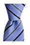 Navy Blue Gray Striped Blue Silk Tie – 7.5 cm Wide - 5