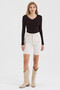 Women's Brown V-Neck Slim Fit Finger-Loop Ultra Soft Flexible Lycra Cotton Basic Body&Blouse - 7