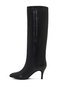 Women's Black Thin Heeled Leather Boots Wf160005Dv - 4