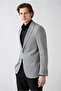 6 Drop Regular Fit Standard Cut Mono Collar Patterned Classic Linen Blend Jacket - 2