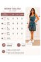 Women's Strappy V-Neck Bird Eye Detailed Patterned Short Single Jersey Dress - 5