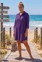 Purple Shirt Collar 3/4 Sleeve Buttoned Pocket Slim Casual Cotton Woven Shirt Dress 85 59 - 4