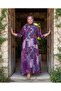 Authentic Pattern Long-Sleeved Buttoned Plus Size Viscose Dress - 2
