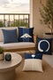Navy Blue Mountain and Icons Patterned 4-Piece Throw Pillow Cover Set - 2