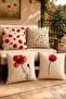 Poppy Patterned 4-Piece Throw Pillow Cover Set