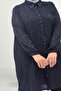 68085 Plus Size Beyoğlu Stone Detailed Jacquard Strawberry Shirt - Black - 2