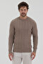Pales Men's Mink Hair Braided 100% Cotton Crew Neck Sweater