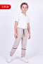 Boys' 3-Thread Stripe Knee Detailed Double Pocket Lace-Up Sweatpants