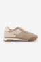Women's Suede & Parachute Detailed Knit Panel Multi-Piece Lace-Up Casual Sneaker Farote Beige Suede - 3