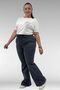 9137-22 Plus Size Spanish Flare Jeans - Snow Wash Navy Blue - 2