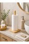 Bamboo Paper Towel Holder Stand with Non-Slip Base for Kitchen Countertop Bathroom Tabletop Decorative