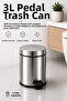 Pedal Trash Can 3 Liters with Inner Bucket and Lid Bathroom Trash Bin Chrome - Titan 7003