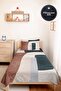 Geometric Modern Gray Young Room Single Pique Set-Powder Ecru 160X220 cm Quilted Bedspread