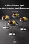 4 Pcs Stainless Steel Wide Long Ice Cream Presentation Bowl, Dessert, Fruit, Snack and Serving Bowl Set