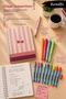 Campus Cherry Series University Stationery Set – 120 Sheets Lined Notebook, 0.7 Versatil Pen, 4 Pastel Highlighters, 9 Color Fineliner - 2
