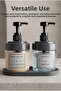 Set of 2 Glass Liquid Soap Dispensers |   Hand and Dish Soap |   Bathroom Organizer with Stand |   425 ml X 2 - 5