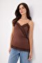 Brown Regular/Normal Fit V-Neck Sleeveless Lace Detailed Crepe Knitted Blouse Twoss26Bz00825