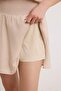 Beige Short / Mini Woven Dress with Elastic Waist Detail and Shorts Inside Twoss26El01029 - 5