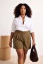 Khaki Summer Large Size Woven Shorts & Bermuda Tbbss26Ap00034 - 2