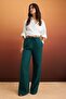 Petrol  %100 Keten Beli Lastikli Normal Bel Wide Leg Pantolon TWOSS26PL00048