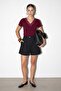 Burgundy Lace V-Neck Lycra Blouse Tdrss26Bz00050 - 3