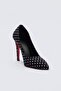 Siyah Puantiye Baskılı Kadın 11 cm Stiletto İnce Topuklu Ayakkabı TAKSS26TO00097 - 6
