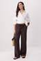 Dark Brown Modal Elastic Waist Wide Leg Pants Twoss26Pl00105 - 2
