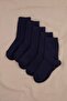Navy Blue Boys' 5-Piece Striped Detailed Socks Tkdss26Co00025 - 2