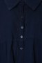 Navy Blue Balloon Sleeve Comfortable Fit Muslin Skirt Flounced Crop Shirt Tdrss26Go00103 - 2