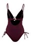 Mürdüm Leather N V-Neck Accessory Detailed Binding Detailed Covered Regular Swimsuit Tbess26Ma00016 - 6