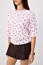 Pembe Puantiyeli Regular/Normal Kalıp Kayık Yaka Soft Touch Örme T-shirt TWOSS26TS00300 - 3