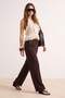 Wardrobe Essentials Koyu Kahverengi İçten Bel Ayarlamalı Geniş Paça Pantolon | TWOAW26PL00028 - 7