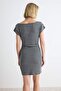 Çok Renkli Çizgili Bodycon/Vücuda Oturan Kuşaklı Mini Viskon Ribana Örme Elbise TWOAW27EL00063 - 9