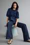 Koyu Mavi Balon Kol Dikiş Detaylı Denim Bluz TWOAW27BZ00035 - 5