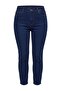 Koyu Mavi Yüksek Bel Esnek Büyük Beden Skinny Jeans TBBAW26CJ00035 - 5