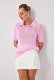 Pembe Brümer İplik Polo Yaka İnce Bluz TWOSS25BZ00341 - 2