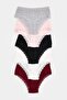 Black-Multicolor 5-Piece 100% Cotton Pointel Lace Classic Panties Thmaw27Ku00001