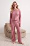 Pembe Fitilli Örme Pijama Takımı THMAW21PT0684 - 6
