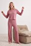 Pembe Fitilli Örme Pijama Takımı THMAW21PT0684 - 4