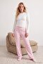 Bordo-Pembe 2'li Çiçekli Pamuklu Likralı Örme Pijama Altı THMAW26PJ00005 - 3