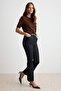 Siyah Ekstra Esnek Yüksek Bel Bilek Boy Crop Flare Jeans TWOAW27JE00202 - 2