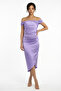 Women's Madonna Collar Draped Asymmetrical Satin Short Dress