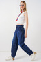 6689 Women's High Waist Baggy Jeans - Navy - 3