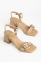 S-481 Nut Ankle Strap Buckle Detailed Wide Heeled Women's Sandals - 4