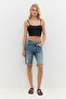 Square Neck Thin Strap Basic Crop Top