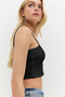 Square Neck Thin Strap Basic Crop Top - 3