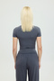 Ultra Soft V-Neck Short Sleeve Blouse Smoked - 6